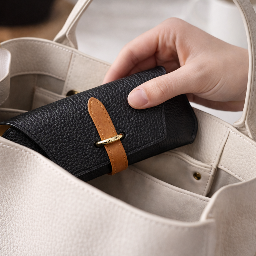 Leather Reading Glasses Bags Woman Men Portable Protective Travel Sunglasses Case Fashion Eyewear Protector